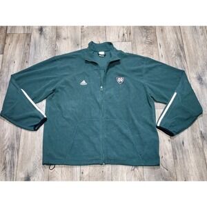 Adidas Notre Dame Fleece Vtg Y2K Full Zip Jacket Green White Stripe X Large Mens